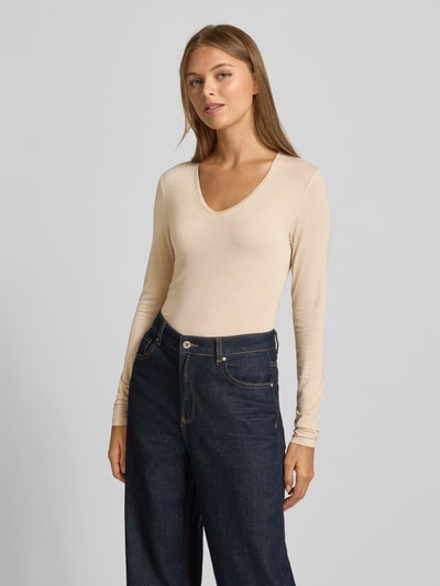 Vero Moda Regular fit shirt met lange mouwen van viscosemix, model 'LAVA' Ecru - 4