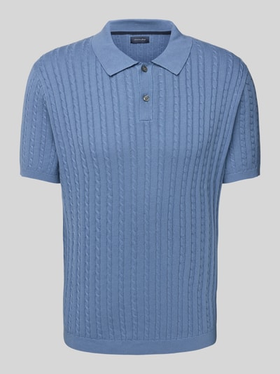 Christian Berg Men Poloshirt mit gerippten Abschlüssen Jeansblau 2