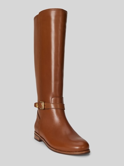 Lauren Ralph Lauren Kozaki z naturalnej skóry z detalem z logo Koniakowy 1