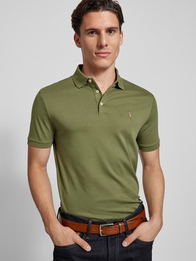 Polo Ralph Lauren Slim Fit Poloshirt mit Label-Stitching Oliv 3