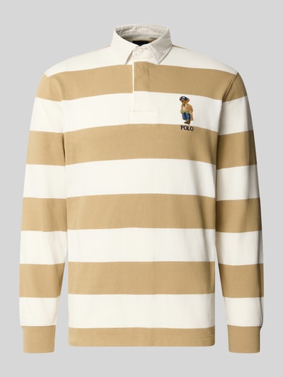 Produktfoto, Relaxed Fit Poloshirt aus reiner Baumwolle von Polo Ralph Lauren, cremeweiß und beige gestreift, strukturierte Oberfläche