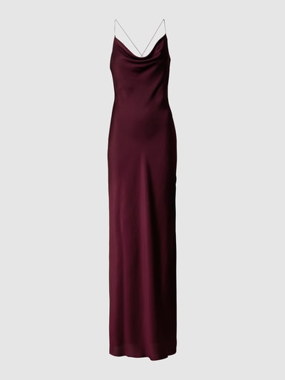 Unique Abendkleid mit Wasserfall-Ausschnitt Aubergine 2