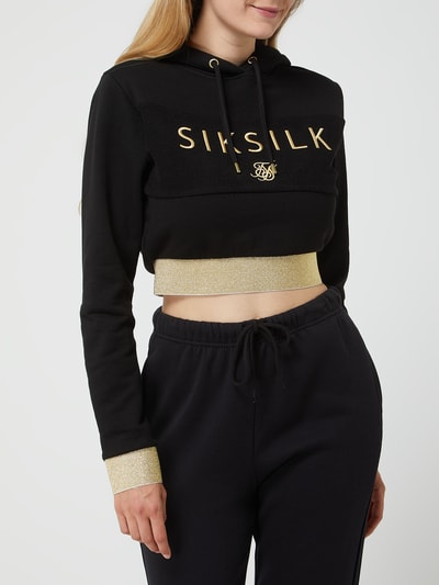 SIK SILK Korte hoodie met glittereffect  Zwart - 4