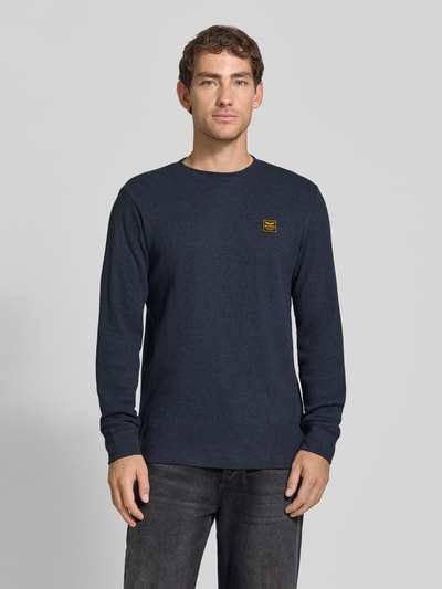 PME Legend Regular Fit Langarmshirt aus Baumwolle mit Waffelstruktur Marine 4
