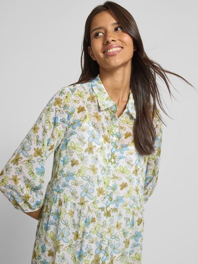 Tom Tailor Denim A-Linie Babydoll-Kleid aus Chiffon mit Viskose-Futter Offwhite 3