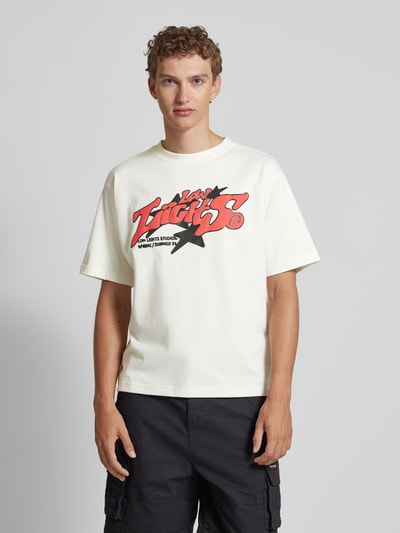 Low Lights Studios Oversized T-shirt met labelprint, model 'ASTRO' Offwhite - 4