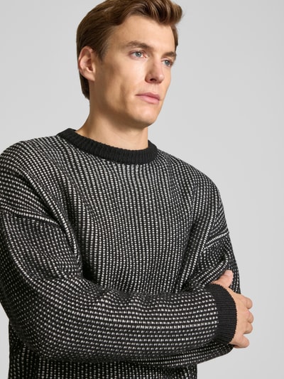 DRYKORN Sweter z dzianiny o kroju regular fit z dodatkiem wełny model „NEELIO” Antracytowy 3