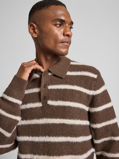 MCNEAL Gebreide pullover met kentkraag Middenbruin - 3