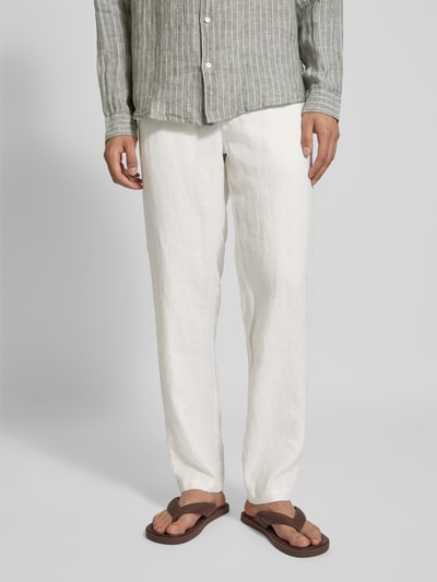 Casual Friday Regular Fit Leinenhose mit Gürtelschlaufen Modell 'Pandrup' Weiss 4