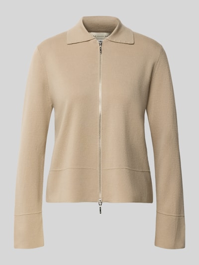 Produktfoto, Wolljacke aus reiner Schurwolle Modell 'SNACK' von MM by Max Mara, beige, tailliert, Umlegekragen, Zweiwege-Reißverschluss, Ziernähte