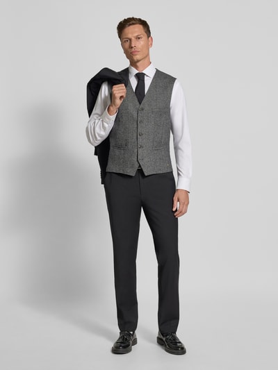 Carl Gross Wollen gilet met zijde model 'Wilson' Middengrijs - 1