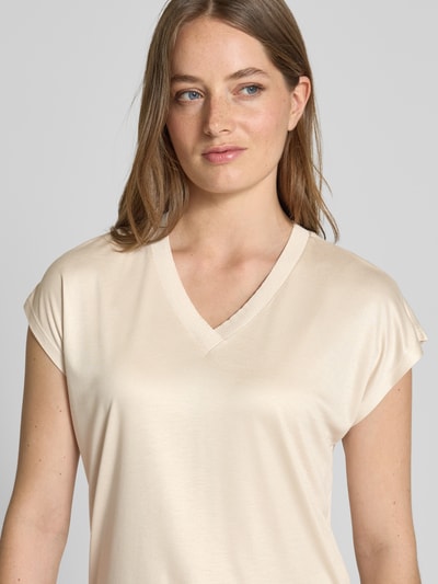 OPUS T-shirt van viscose met V-hals, model 'Savilchen' Zand - 3