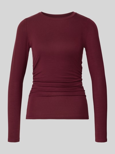 Produktfoto, bordeauxrotes Slim Fit Langarmshirt aus Lyocell-Mix Modell 'AVA' von VERO MODA, glatte Struktur, Damen Langarmshirt