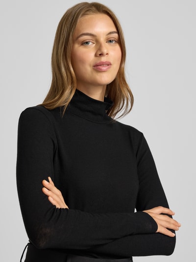 Windsor Bluzka z długim rękawem i prążkowaną stójka Czarny 3