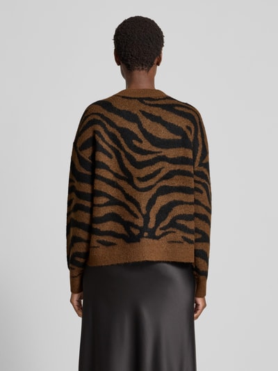 Vero Moda Regular Fit Strickpullover mit Woll-Anteil Modell 'NEWKAI' Cognac Melange 5