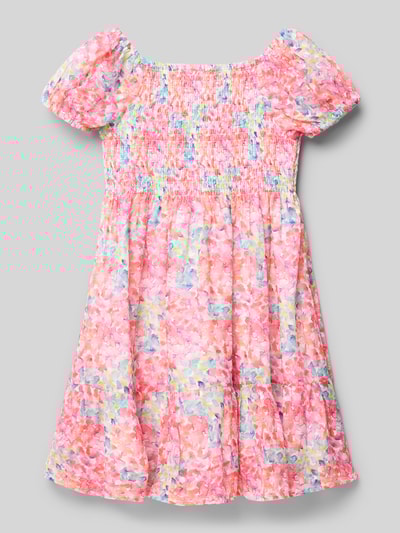 DANAMADE Jurk met smokdetails in laagjeslook Felroze - 3