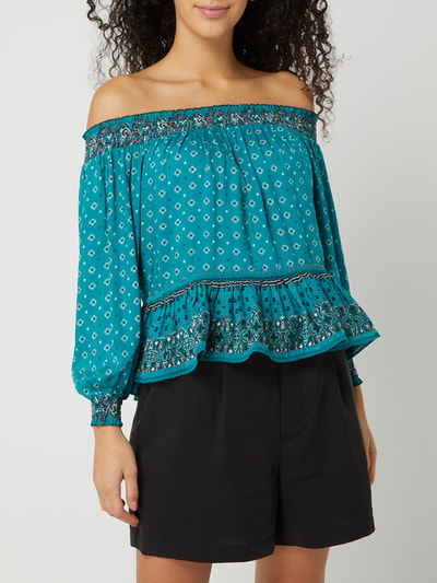 Superdry Blouseshirt in off shoulder-look, model 'Ameera' Turquoise - 4