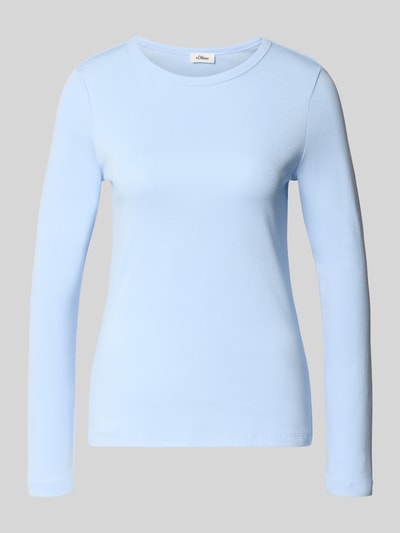 Produktfoto, Langarmshirt mit abgerundetem Saum von S.OLIVER CASUAL in Hellblau, reine Baumwolle, unifarben, Rundhals, glatte Struktur