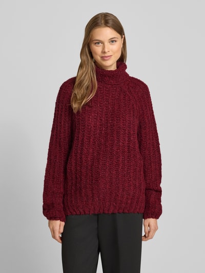 Smith and Soul Relaxed Fit Rollkragenpullover mit Alpaka-Anteil Dunkelrot 4