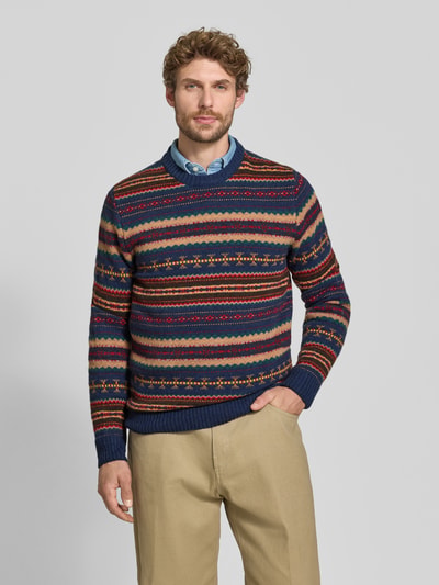MCNEAL Slim Fit Strickpullover aus Baumwoll-Mix mit Rundhalsausschnitt Rot Melange 4