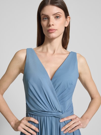 TROYDEN COLLECTION Knielange cocktailjurk in wikkellook Lichtblauw - 3