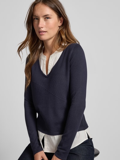 comma Strickpullover mit Strukturmuster Marine 3