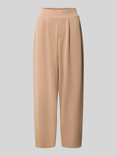 Produktfoto, sandfarbene Barrel Fit Sweatpants mit elastischem Bund von Christian Berg Woman, Material-Mix mit Modal-Anteil, Bundfalten