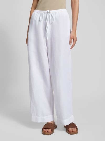 MSCH Copenhagen Wide leg linnen broek met elastische band, model 'Mirilla' Offwhite - 4