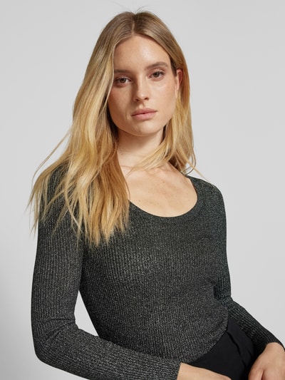 HUGO Gebreide pullover met geribde ronde hals, model 'Sunessya' Zwart - 3