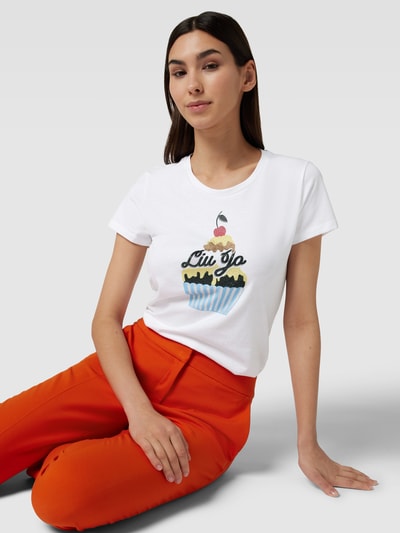 Liu Jo White T-shirt met label- en motiefprint Offwhite - 3