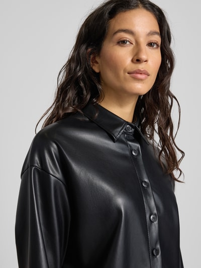 ZABAIONE Overhemdblouse in leerlook Zwart - 3