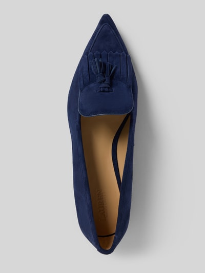 Lauren Ralph Lauren Ballerina's van leer, model 'LONDYN' Marineblauw - 3