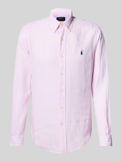 Polo Ralph Lauren Custom Fit Leinenhemd mit Label-Stitching Rosa 2