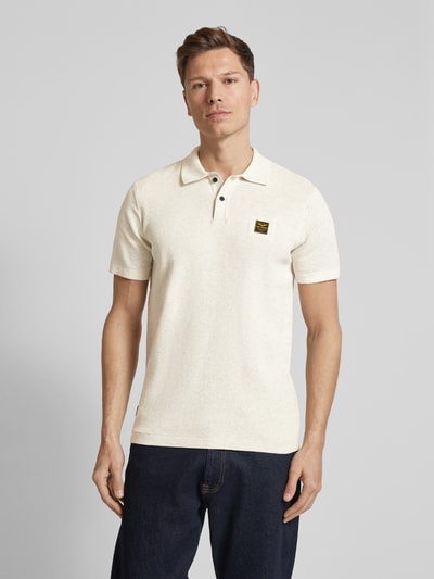 PME Legend Regular Fit Poloshirt mit Label-Badge Offwhite Melange 4