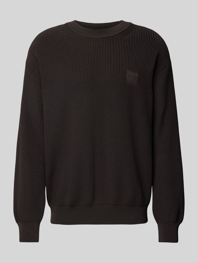 BOSS Orange Gebreide pullover met labeldetail, model 'Acircolo' Donkerbruin - 2