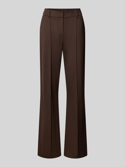 Produktfoto, dunkelbraune Relaxed Fit Gerade Hose aus Viskose-Mix Modell 'Luane Long' von OPUS PANTS, glatte Textur, Damen Gerade Hose