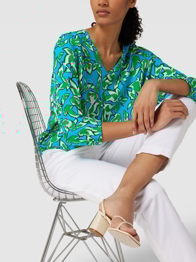 comma Bluse mit V-Ausschnitt Aqua Blau 3