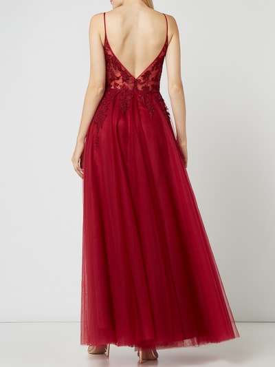 Luxuar Abendkleid aus Tüll mit Strasssteinen  Bordeaux 4