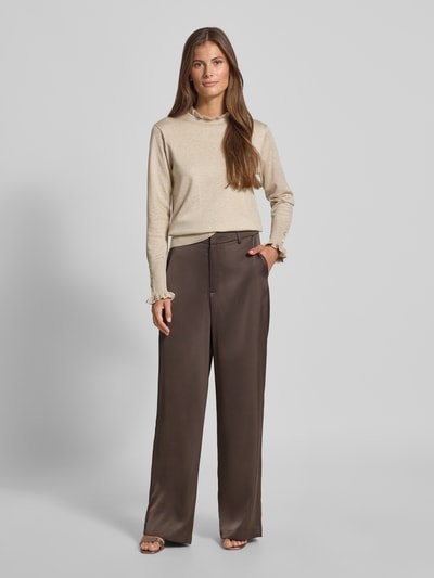 FREE/QUENT Regular Fit Longsleeve aus Viskose-Mix Modell 'Katie' Beige 1