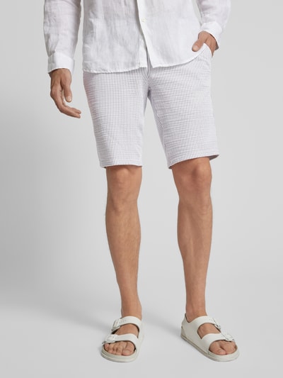 Brax Slim Fit Bermudas mit Streifenmuster Modell 'SILVIO' Silber 4