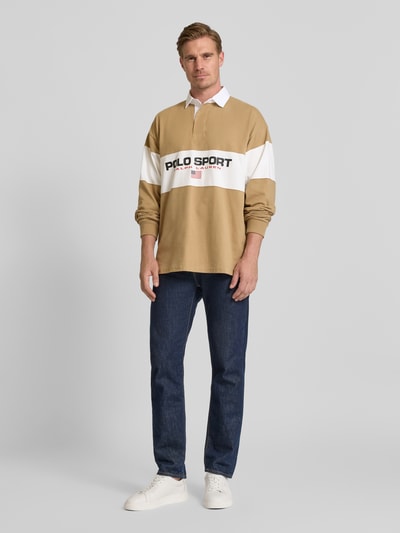 Polo Ralph Lauren Sweatshirt mit Polokragen und Label-Print Khaki 1