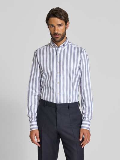 OLYMP SIGNATURE SLIM FIT Slim fit vrijetijdsoverhemd met button-downkraag, model 'Sergio' Marineblauw - 4