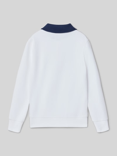 Produktfoto, Regular Fit Sweatshirt aus Baumwoll-Mix von Polo Ralph Lauren Teens in Unifarbe Weiß mit Polokragen und gerippten Abschlüssen.