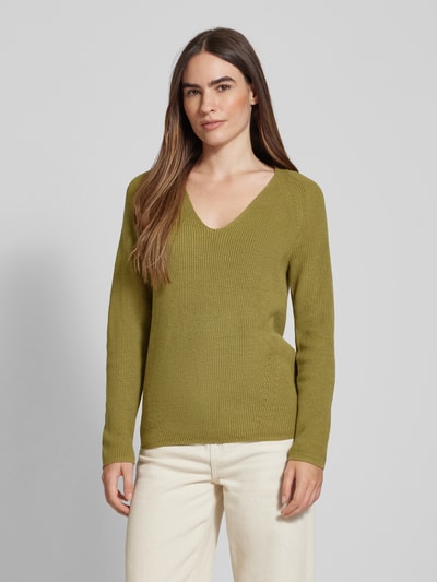 s.Oliver RED LABEL Regular Fit Strickpullover mit V-Ausschnitt und Raglan-Ärmeln Khaki 4