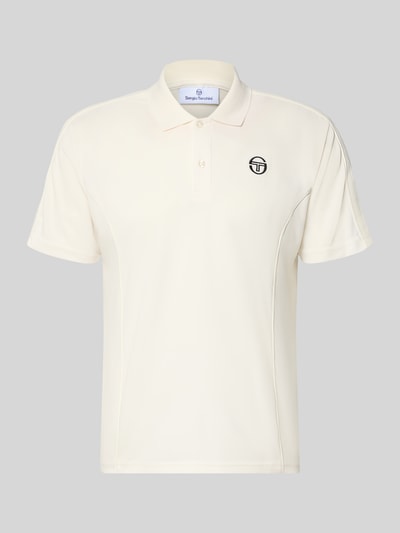 Produktfoto, Regular Fit Poloshirt mit Logo-Stitching Modell 'EGEO' von SERGIO TACCHINI, cremefarben, Polokragen, kurzärmelig, glatte Textur