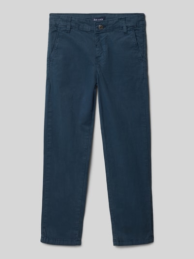 Productfoto, Hose mit Gesäßtasche van Blue Seven in donkerblauw, regular fit katoen-elastaanmix, steekzakken, achterzak, knoop- en ritssluiting, taillewijdte 28 cm, binnenbeenlengte 50 cm, kinderbroek