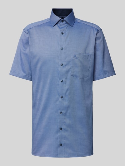 OLYMP Regular Fit Business-Hemd mit logo-Stitching Modell 'Global' Marine 1