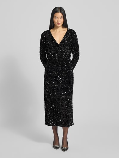 Vila Midi-jurk met V-hals, model 'FAITH' Zwart - 4