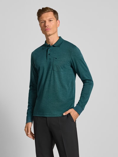 Christian Berg Men Regular fit poloshirt in design met lange mouwen Lagune - 4