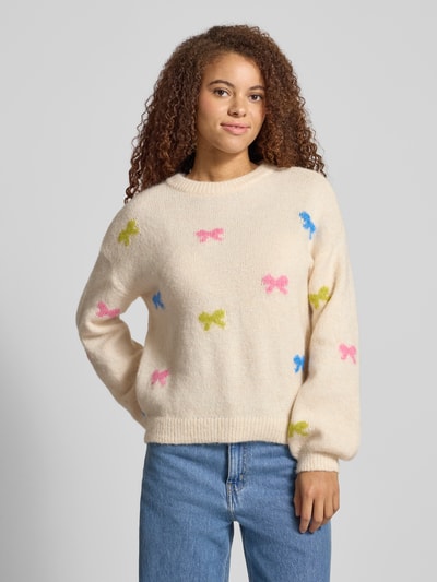 Only Relaxed fit gebreide pullover met wol, model 'BRUNHILDA LIFE' Offwhite - 4